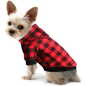 Plaid Dog Hoodie Sweatshirt Sweater for Small Dogs Cat Puppy Clothes Coat Warm and Soft(S)