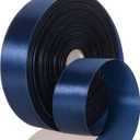 50 Yards 1 Inch Navy Blue Satin Ribbon, Single Face Polyester Solid Color Craft Fabric Ribbon for Handmade Roses, Gift Wrapping, Bouquets, Wedding, Christmas, and Party Decoration