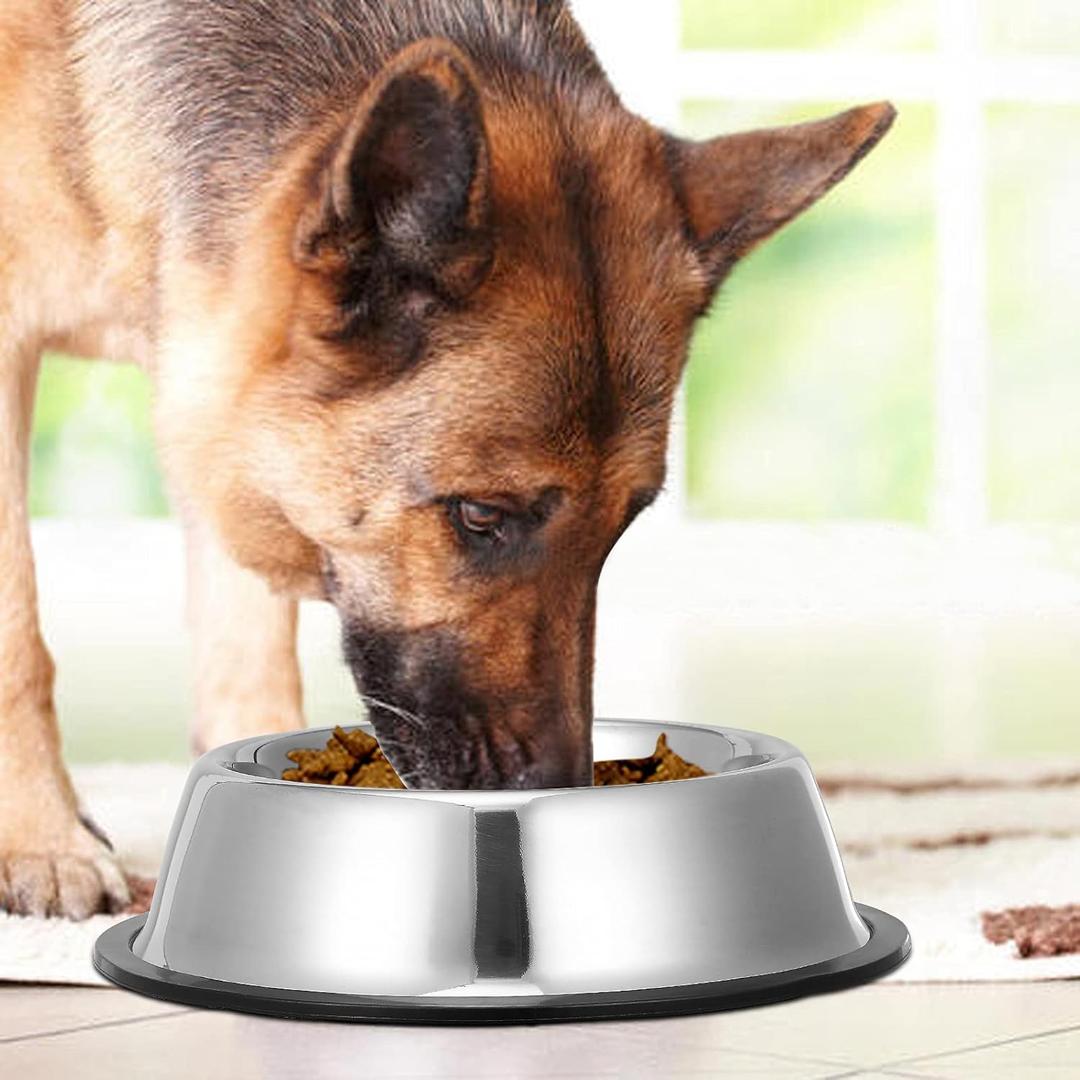 Mutsutaz 2 Pack Stainless Steel Dog Bowls with Rubber Bottom, Non Skid Non Spill Heavy Duty Premium Quality Pets Feeder Bowls for Dogs and Cats and More (6 Cup / 48oz)