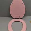 Pink Elongated Toilet Seat Natural Wood Toilet Seat with Zinc Alloy Hinges, Easy to Install also Easy to Clean, Scratch Resistant Toilet Seat by Angol Shiold (Elongated, Pink)