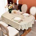 Rustic Oval Cotton Linen Tablecloths Embroidered Farmhouse Spring Table Cloths, Kitchen Dining Room Party Tablecloth Table Cover for Oval Tables 54 x 72 Inches, Coffee