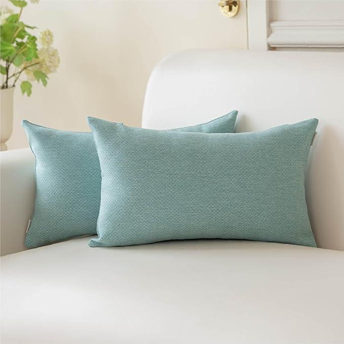 A Moment Cushion Covers 16x18 CM Sage Green Textured Decorative Throw Pillow Covers Modern Farmhouse Pillowcase Solid Cushion Cover Pack of 2 for Home Decor Sofa Bedroom