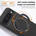 Magnetic Case Designed for Google Pixel 10/Pixel 10 Pro Premium PU Leather 360 Degree Rotatable Ring Stand Rugged Shockproof Phone Cover for Pixel 10/10 Pro (Black)