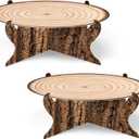 Zopeal 2 Pcs Woodland Cupcake Stand Wooden Cupcake Stand Decoration Western Cake Holder Camping Cake Holder for Woodland Baby Shower Decoration Forest Safari Birthday Party Supplies (Classic)