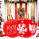 2 Pcs 22 Inch Inflatable Christmas Ornaments Large Inflatable Christmas Balls Outdoor Giant PVC Blow Up Xmas Ornaments Balls for Xmas Lawn Yard Garden Porch Front Door Holiday Decorations (Red)