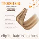6PCS Clip in Hair Extensions Real Human Hair Short Clip in Extensions for Women Short Straight Hairpieces to Add Volume and Highlights 10 Inch Light Brown & Bleach Blonde