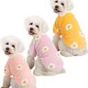 Dog Sweater, Dog Sweaters for Small Dogs, 2, 3 Pack Warm Soft Pet Clothes for Puppy, Medium Large Cat, Dogs Girl or Boy, Dog Shirt Vest Coat for Winter Christmas (XX-Small, Daisies Pink+Purple+Yellow)