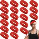 Hotop 20 Pcs Sport Stretchy Headbands for Girls Women Non Slip Soft Fabric Elastic Headband Bulk for Yoga DIY Team Gifts (Red)