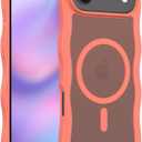 Magnetic for iPhone Air Case, (Compatible with Magsafe) Curly Wavy Frame Hard Translucent Matte Clear Back Cover for Women Men TPU Bumper Shockproof Phone Case (Orange)