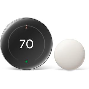 Google Nest Learning Thermostat (4th Gen, 2024) with Nest Temperature Sensor - Energy Saving Smart Thermostat with Adaptive Eco - Works with Alexa and Google Home App - Polished Silver