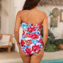 Women's One Piece Swimsuit Strapless Bandeau or Halter Bathing Suits Sexy Flattering Swimwear (XL)