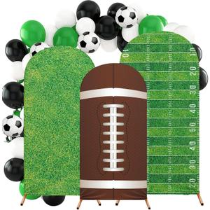 Arch Backdrop Cover Set of 3 Spandex Backdrop Stand Cover Photo Props 4ft, 5ft, 6ft for Birthday Banquet Party Ceremony Decoration(Green,Football Theme)