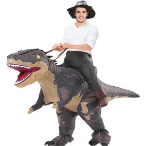 MXoSUM Adult Dinosaur Costume Inflatable Riding T- rex costume Funny Dino Blow up Costume Suit for Halloween Party Cosplay (Black)