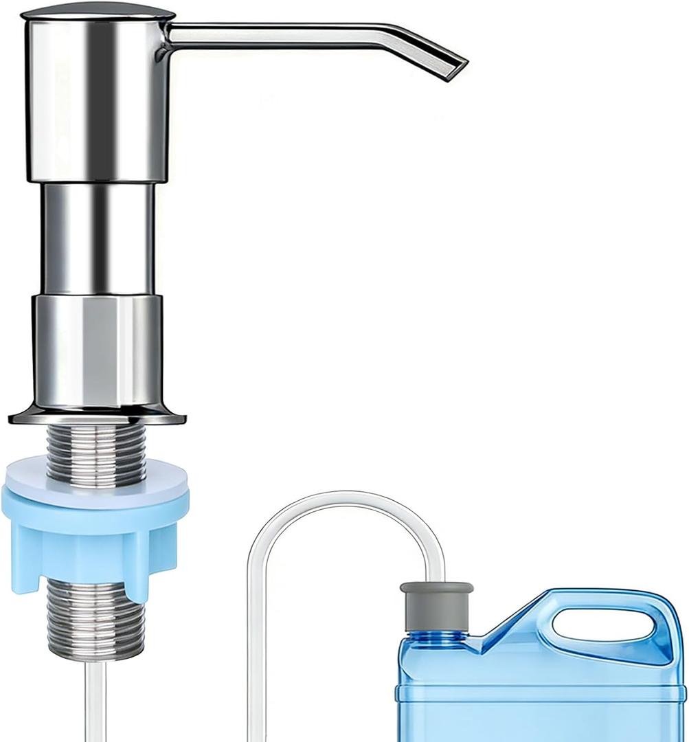Kitchen Sink Soap Dispenser for Kitchen Sink,soap Dispenser with 40 No-Spill Extension Tube Kit Design for Kitchen Bathroom (1, Silver Color)