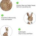 Rattan Effect Resin Bunny Easter Decor,Table Rabbit Easter Decorations,Spring Bunnies Decoration Statue Figurine for Home Farmhouse (Brown, Small-Pair)