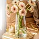 Moden Trapezoid Glass Vase with Gold Mouth for Centerpieces Home Wedding Decoration (1, Small 4.7" x 8.7")