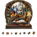 Jigfoxy Wooden Puzzles for Adults, The Train in The Book Wood Puzzles Adult, Unique Animal Shape Wooden Jigsaw Puzzle, for Puzzle Lovers, Family, Friend (M-11.4 * 10.7in-200pcs)
