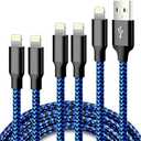 cugunu iPhone Charger, 5 Pack 3/3/6/6/10FT Apple MFi Certified USB Lightning Cable Nylon Braided Fast Charging Cord Compatible for iPhone 14/13/12/11/X/Max/8/7/6/5/SE/Plus/iPad - Black Blue