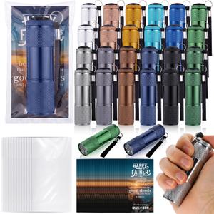 Tuanse 24 Set Father's Day Christian Gifts Bulk for Men Include Mini Flashlights Father's Bible Verse Card Aluminum LED Torches for Dad Husband Religious Sunday School Gifts, No Include Batteries