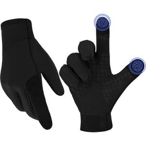 Thermal Touch Screen Gloves, Windproof Anti-Slip Winter Running & Cycling Sports Gloves, Snug Fit for Men & Women (Black)