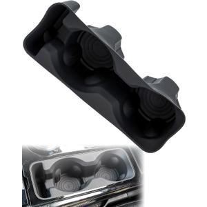 Silicone Cup Holder Insert Fit for Ford Explorer 2020 2021 2022 2023 2024, Anti-Slip Center Console Cup Holder Liner, Removable & Waterproof Accessories, Black