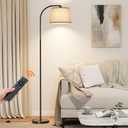 Floor Lamps for Living Room, 64" Arc Floor Lamp with 6000K & Stepless Dimmable,350H/180V Rotatable Shade and Remote Control,Black Tall Standing lamps for Bedroom and Office(9W Bulb Included)