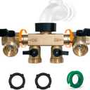 Hose Splitter 4 Way, Diivoo Heavy Duty Brass Hose Connector with Rotating Arms, High Flow Spigot Splitter, Easy Grip Faucet Splitter, Solid Hose Bib Splitter for Outdoor Gardening Hoses, 3/4" Standard