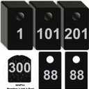 600Pcs Number Tags Plastic Check Tags 2 Part 1.5x2.5inch Coat Check Tickets 10mil Number Cards 1 to 300 with Hole Reusable Coat Room Tags Claim Ticket for Closet Organization Raffle Draws
