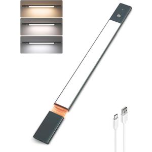 EZVALO Under Cabinet Lighting, 2200mAh Rechargeable Battery, 76 LEDs Dimmable Closet Lights, 3 Color Temps, Motion Sensor Light Indoor for Kitchen, Closet (1pc, Space Gray)
