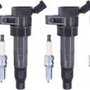 Ignition Coil and Spark Plug for Hyundai Equus 2011-16, Genesis 2009-16, Santa Fe 10-12, Sonata 2008-15, Tucson 10-15, Kia Forte 10-13, K900 15-17, Optima 2009-16, Sorento 11-15, Sportage 11-16
