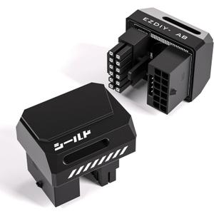 EZDIY-FAB PCIe 5.1 Adapter - 600W 12+4pin, 16pin 12VHPWR GPU Power Connector, 12V-2x6 GPU Adapter,180 Degree Right Angle - Compatible with RTX 3090Ti, 4070Ti, 4080, 4090 GPU - STD Type, Black, 1 Pack