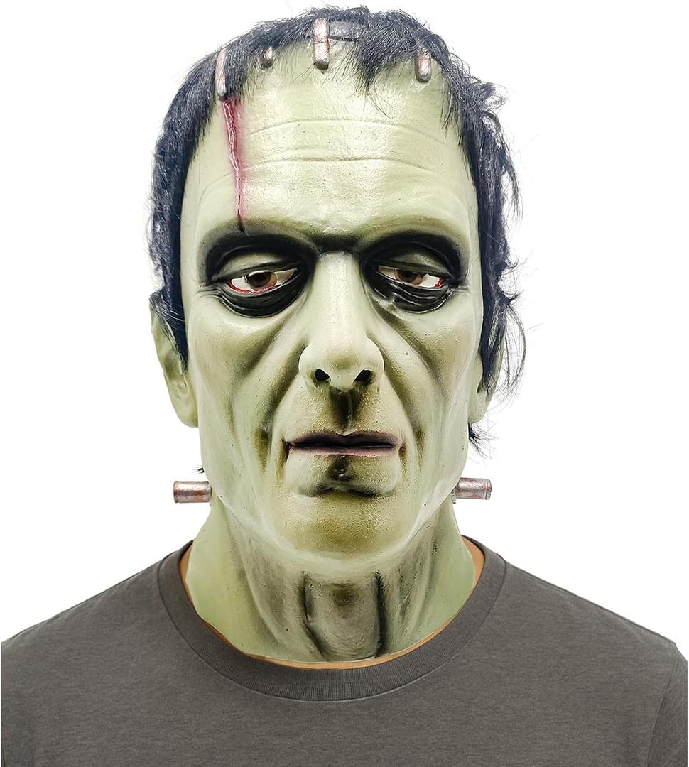 EraSpooky Horror Frankenstein Monster Mask with Hair Halloween Cosplay Prop