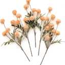 Floroom 5pcs Apricot Peach Faux Silk Mums Artificial Flowers, Bulk Fake Small Mini Chrysanthemums with Stems for DIY Wedding Centerpieces Floral Arrangements Vase Fillers Home Decorations