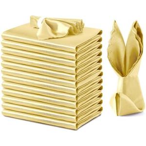 VACVELT 12 Pack Champagne Satin Napkins 20x20 Inch Wedding Napkins, Scalloped Elegant Dinner Napkins Square Table Napkins Decor, Silky Satin Cloth Napkins for Restaurant Banquet Graduation Party VACVELT 12 Pack Champagne Satin Napkins 20x20 Inch Wedding Napkins, Scalloped Elegant Dinner Napkins Square Table Napkins Decor, Silky Satin Cloth Napkins for Restaurant Banquet Graduation Party