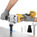 Cordless Metal Nibbler for DeWalt 20V Battery (No Battery), 18-Gauge Electric Nibbler with Assist Handle & 2 Blades, 1900RPM Brushless Metal Cutter for Stainless Steel, Aluminum, 3-Speed Settings