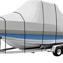 iCOVER T-Top Boat Cover, 600D Heavy Duty Marine Grade Waterproof Tear Resistant, Hard Top/T Top Boat Cover for Center Console Boat with T TOP Roof, Fits 22'-24' Long Beam Width up to 106", Grey