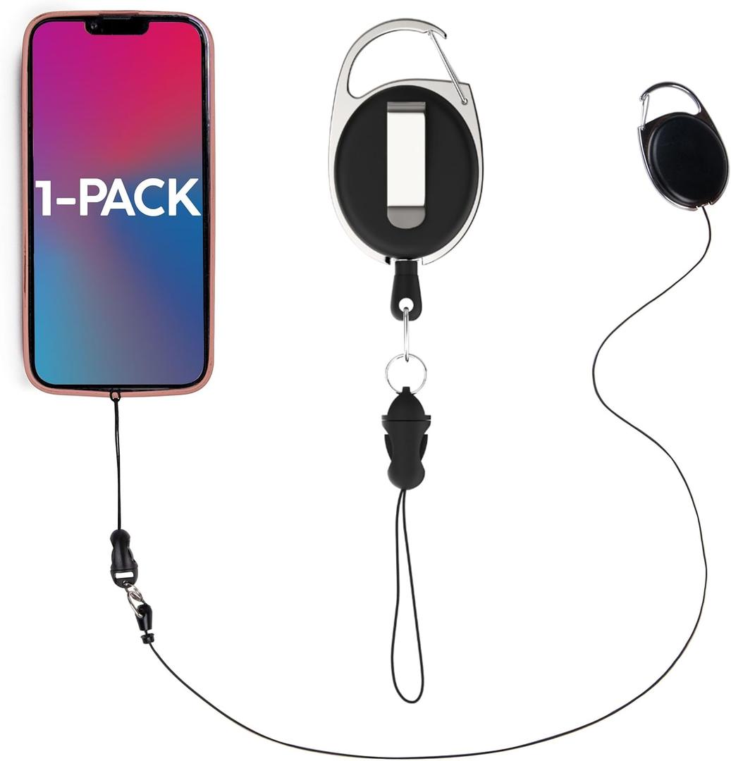 Phone Assured - Anti- Drop- Anti-Theft - Anti-Damage - Retractable Smartphone Safety Leash and Clip