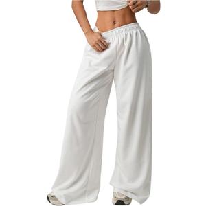 RoseSeek Women's Wide Leg Sweatpants Elastic Waist Low Rise Athletic Trousers Pants, L