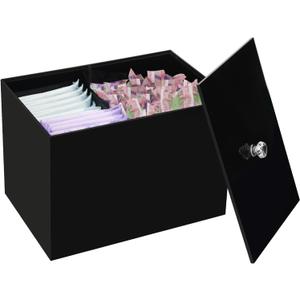 Tampon Holder for Bathroom, Shark Week Tampon Storage, Acrylic bathroom organizer with Lid, Feminine Pads Organizer Box with Removable Divider, Black