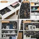 Abyssaly Black and Gold Wallpaper Dark Floral Peel and Stick Wallpaper Vintage Leaf Contact Paper Removable Self Adhesive Moody Botanical Vinyl Wrap for Bedroom Bathroom Shelf DIY Decor 17.3" x 118"