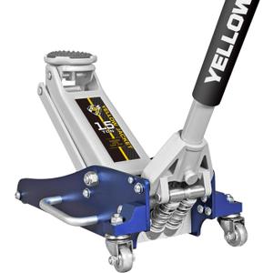 YELLOW JACKET Floor Jack 1.5 Ton Hydraulic Low Profile Aluminum and Steel Car Jack Lightweight Service Jack with Quick Lift Dual Pump, 3300 lbs Capacity