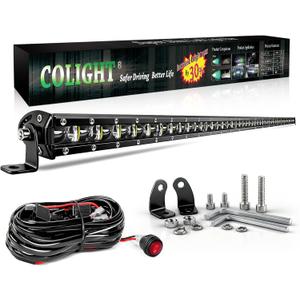 CO LIGHT Led Light Bar Single 50 inch Slim Single Row Lightbar Driving Combo Beam Off Road Work Lights with Mounting Brackets & 6D Reflectors for Truck, Car, Cabin, Boat, ATV, UTV