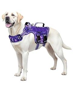Dog Harness for Large Dogs Heavy Duty, No Pull Tactical Dog Harness with Molle System, Easy On and Off Service Dog Vest, Breathable Padded, Adjustable Reflective Pet Vest for Walking Hiking Training