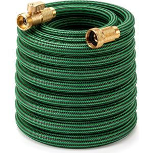 Garden Hose 50 ft NON-EXPANDABLE Water Hose, Flexible & Lightweight Kink Resistant Hybrid Hose, Leak-Proof Heavy Duty, Super Durable Fabric with 3/4" Solid Brass Connectors