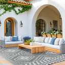 LBRO2M Plastic Straw Outdoor Rug Waterproof Rugs 5x7 UV Resistant Moroccan Geometric Reversible RV Rug for Outside Camping Rugs for Patio, Picnic, Beach