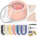 KeShi Waxing Kit, Painless Hair Removal Wax Warmer with 6 Bags Hard WaxBeans for Full Body, Legs, Face, Eyebrows & Bikini Ideal for Both Women & Men(Blush)