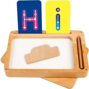 Blue Ginkgo Montessori Sand Tray  Premium Wooden Tray with Lid for Letter Tracing, Numbers, Drawing, Classroom Use (9.8 x 6.7 Inches)