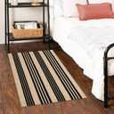 Black and Khaki Striped Rugs 2.3'x3.6', Washable Hand Woven Front Door Rug, Reversible Outdoor Welcome Mat Foldable Layered Door Mats for Entryway Porch Decor Home Entrance