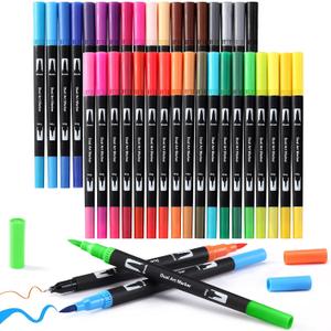 Upanic Brush Markers for Adults Coloring Books,36 Colors Dual Art Markers Colored Pens for Bullet Journaling Note Taking Drawing Calligraphy Lettering,Brush Tip & Fine Tip Markers Pens