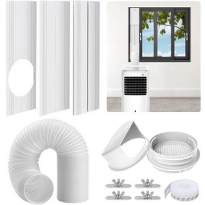 Portable Air Conditioner Window Vent Kit, with 5.9" Exhaust Hose, 3 Slide Seal Plates, Universal Coupler, Adjustable AC Vent Kit for Ducting Universal for Horizontal & Vertical Windows